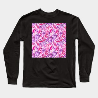 Pink Floral Botanical Pattern Long Sleeve T-Shirt